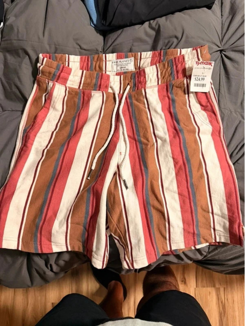Free Planet Large Striped Casual Shorts
